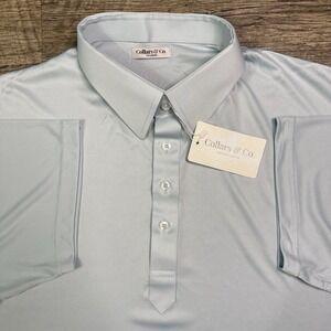 NEW Collars & Co polo shirt men's 2XL blue short sleeve active performance golf